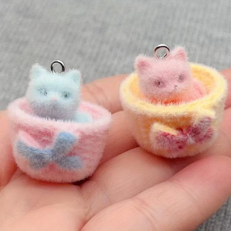 Resin Art Jewellery Kit - 4개입 3D 플러시 레진 고양이 펜던트,