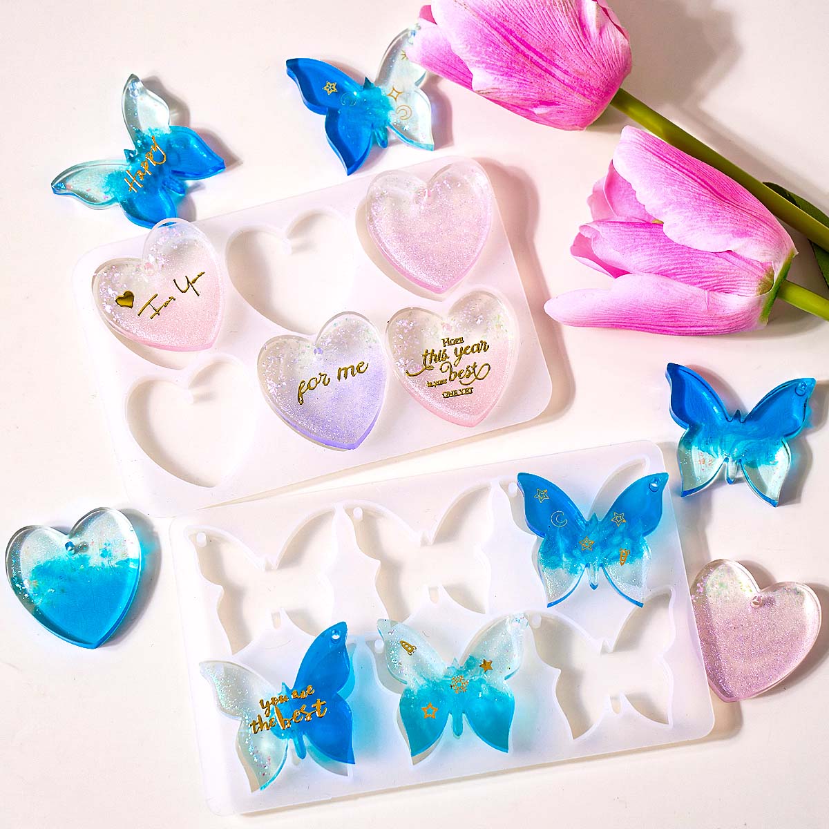 Resin Art Acrylic - 6개의 구멍이 있는 귀걸이 실리콘 몰드