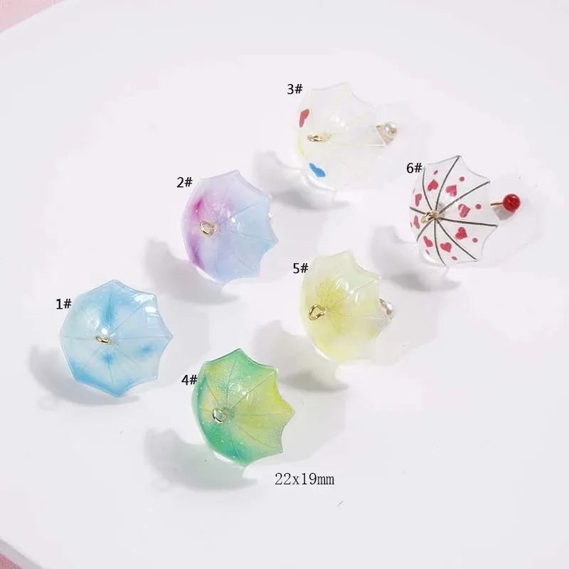 Resin Art Beach Theme - 6개 3D 귀여운 비치 우산 아크릴