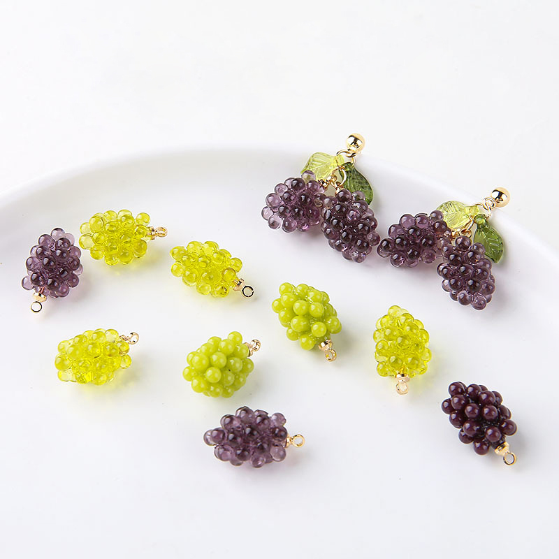 Resin Art Jewellery Kit - 6개의 귀여운 작은 포도 모양 레진