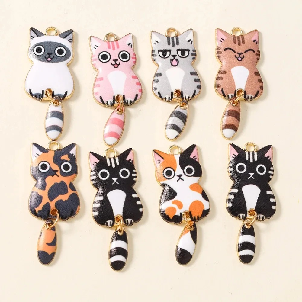 Resin Art Jewellery Kit - 10Pcs 16×39mm 귀여운 만화 고양이 수지