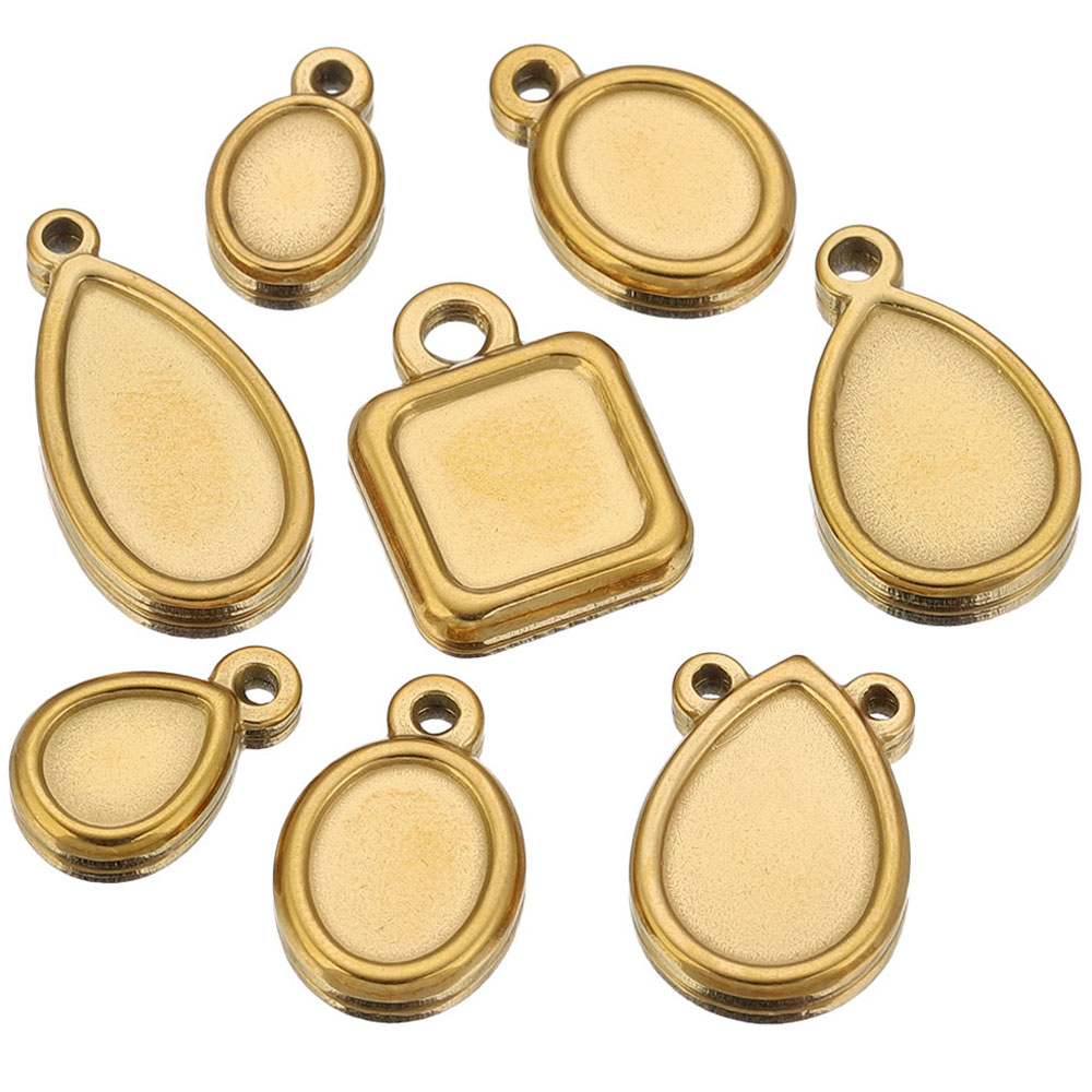 Resin Art Jewellery Kit - 5개 스테인레스 스틸 사각형 드롭 라운드