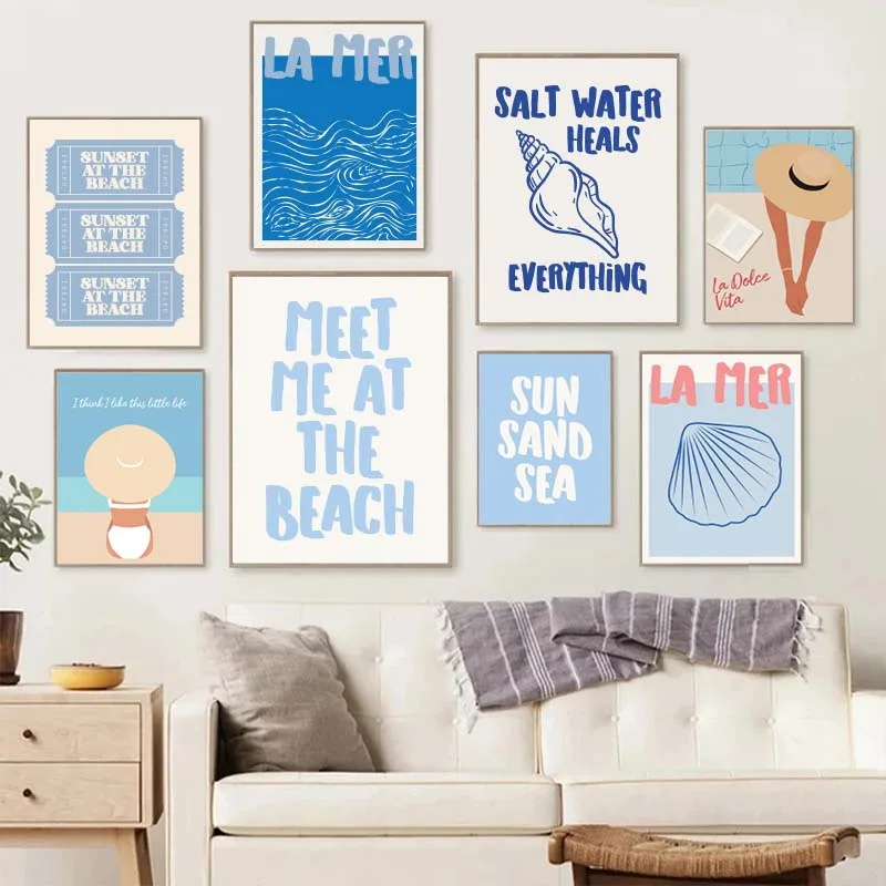 Resin Art Quotes - 바다 조개가 해변에서 나를 맞이합니다 포스터