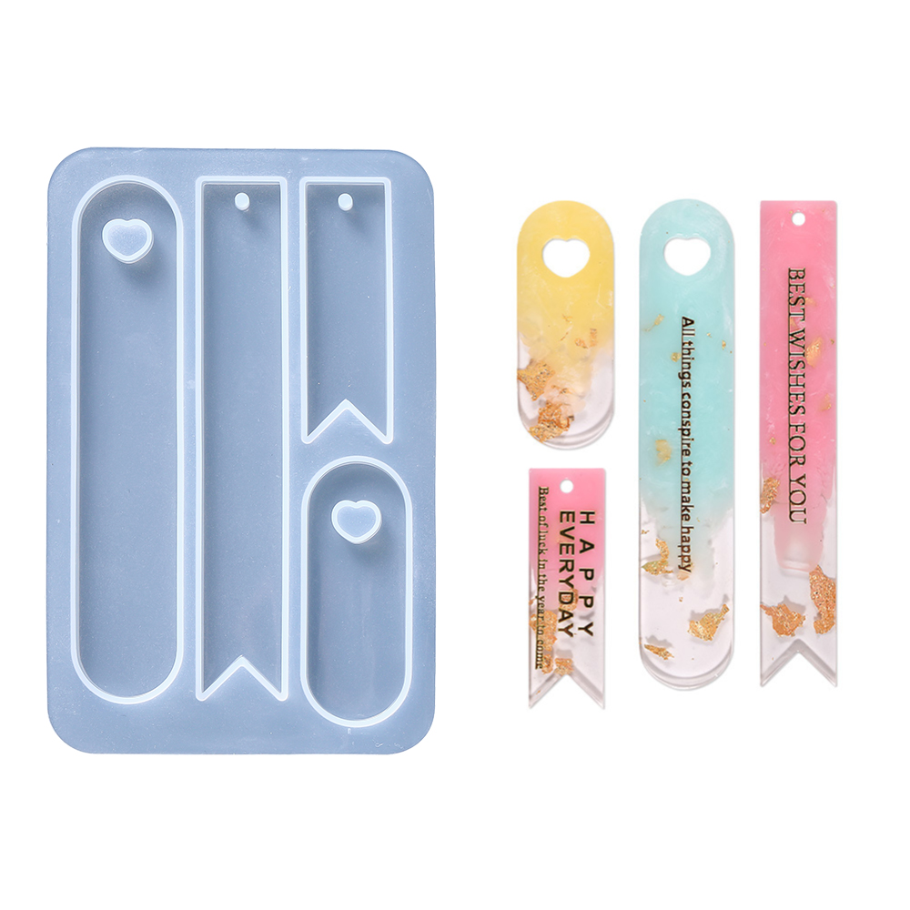 Resin Art Guide Book - 타원형 북마크 실리콘 몰드 하트 북마크