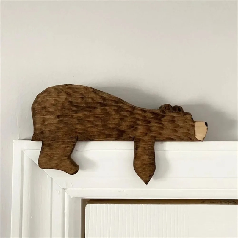 북유럽 스타일 새로운 재미 나무 갈색 곰 문 상단 장식 - Resin Art And Wood 리뷰 및 가격