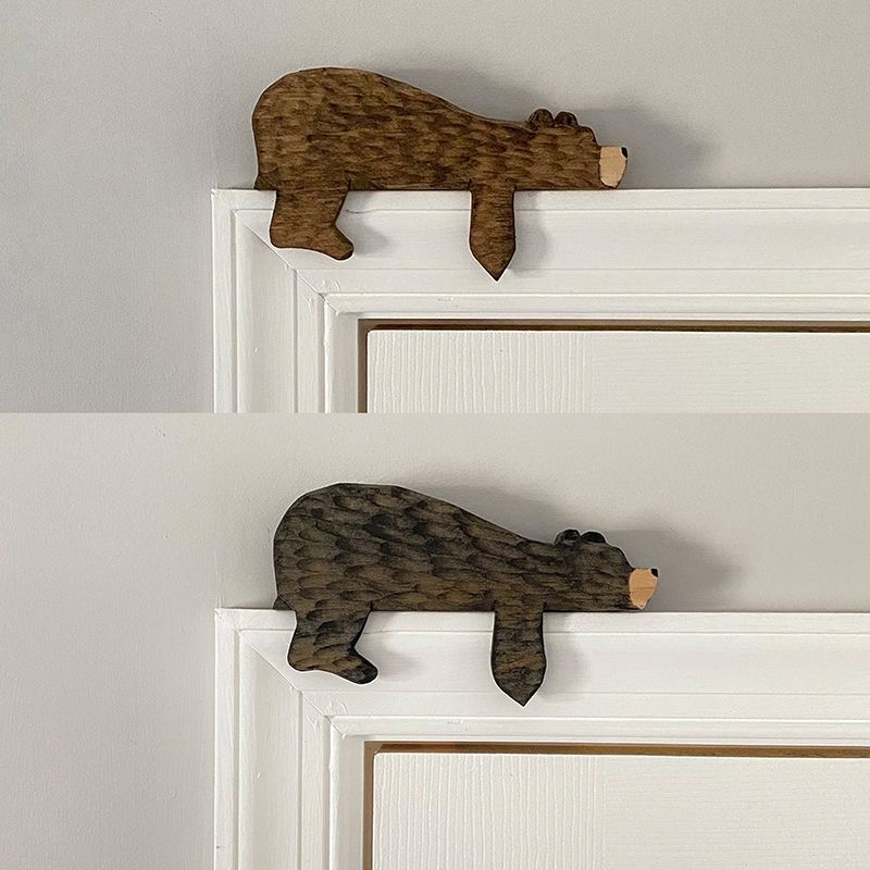 북유럽 스타일 새로운 재미 나무 갈색 곰 문 상단 장식 - Resin Art And Wood 리뷰 및 가격