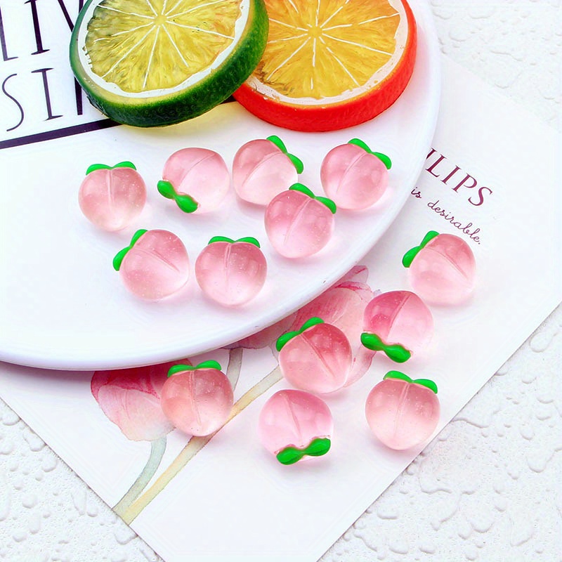 10Pcs 새로운 투명 복숭아 플랫 수지 매력 펜던트  - Resin Art Jewellery Kit 리뷰 및 가격