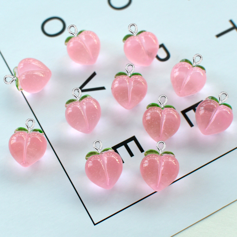 10Pcs 새로운 투명 복숭아 플랫 수지 매력 펜던트  - Resin Art Jewellery Kit 리뷰 및 가격