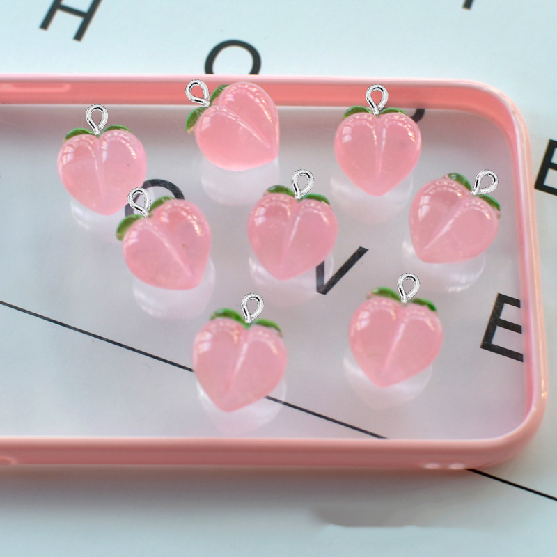 10Pcs 새로운 투명 복숭아 플랫 수지 매력 펜던트  - Resin Art Jewellery Kit 리뷰 및 가격