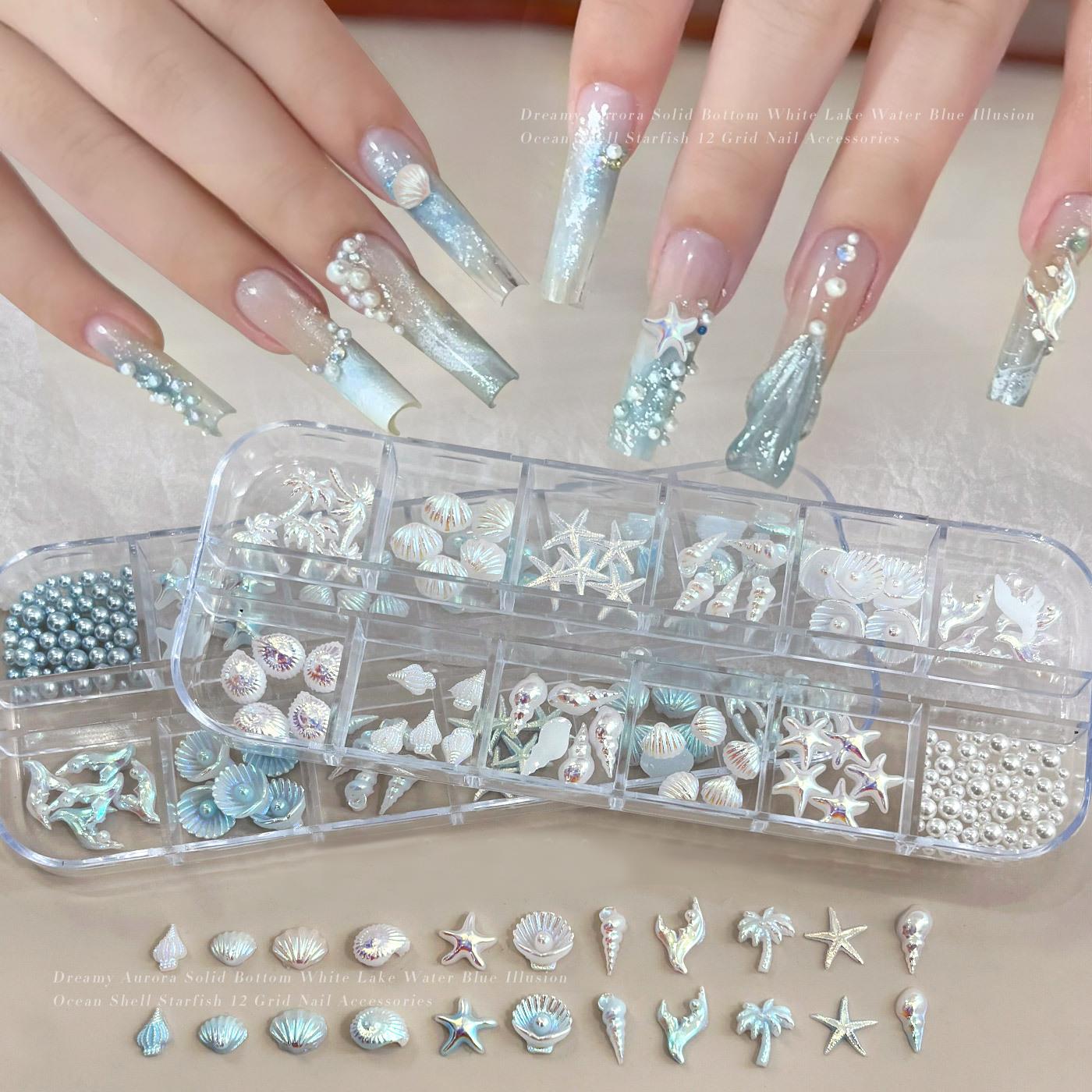 12칸 3D 믹스 오션 스타일 네일 아트 참 레진 조개 - Resin Art Beach Theme 리뷰 및 가격