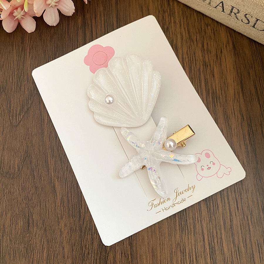 2개 레진 불가사리 쉘 헤어 클립 여성용 모조 진주 덕 - Resin Art Beach Theme 리뷰 및 가격