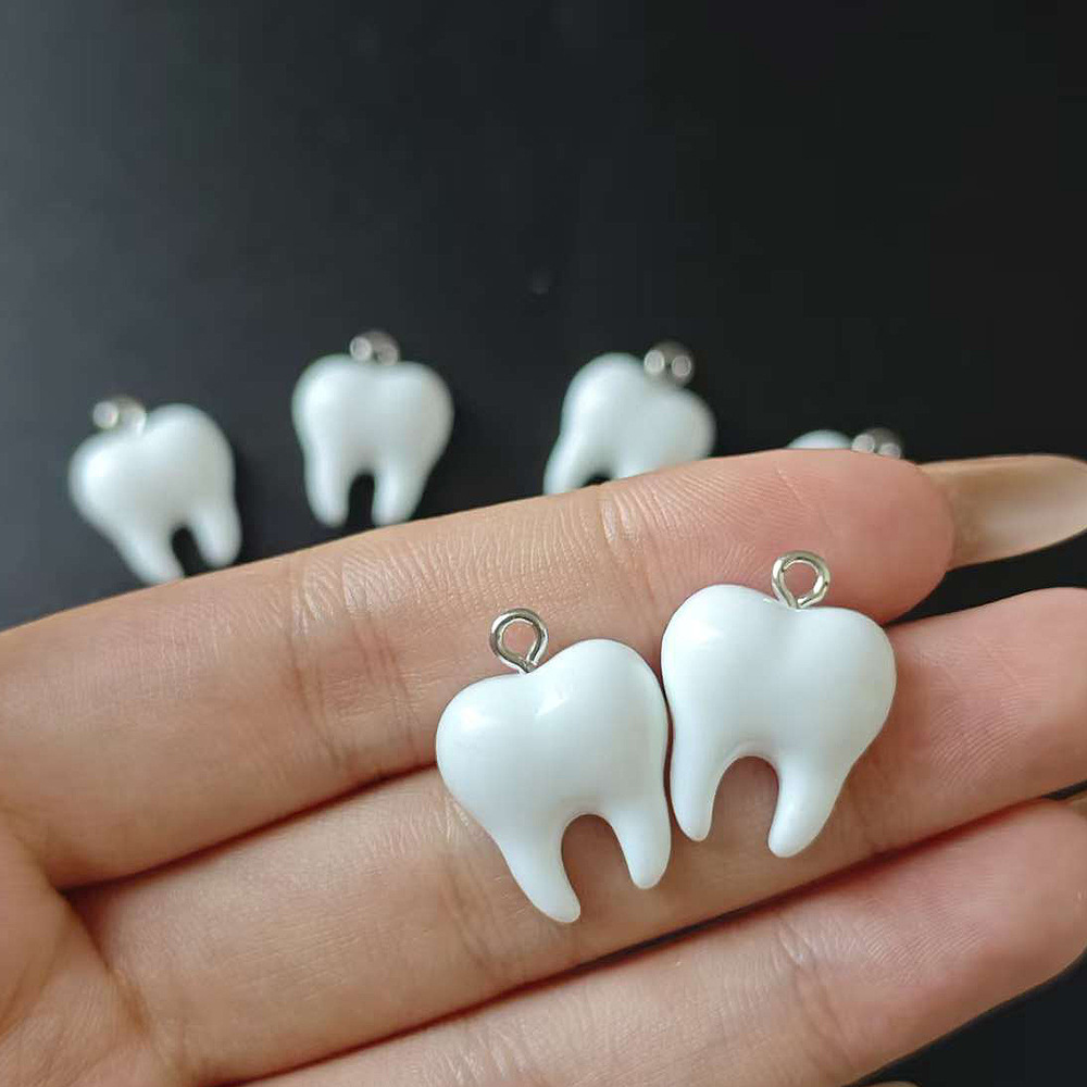 귀여운 흰색 치아 레진 펜던트 10개, 작은 치아 참  - Resin Art Jewellery Kit 리뷰 및 가격