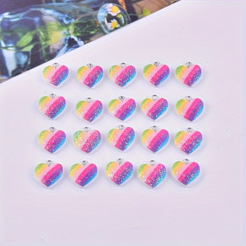 10Pcs 다채로운 하트 수지 참 귀여운 혼합 색상 사 - Resin Art Jewellery Kit 리뷰 및 가격