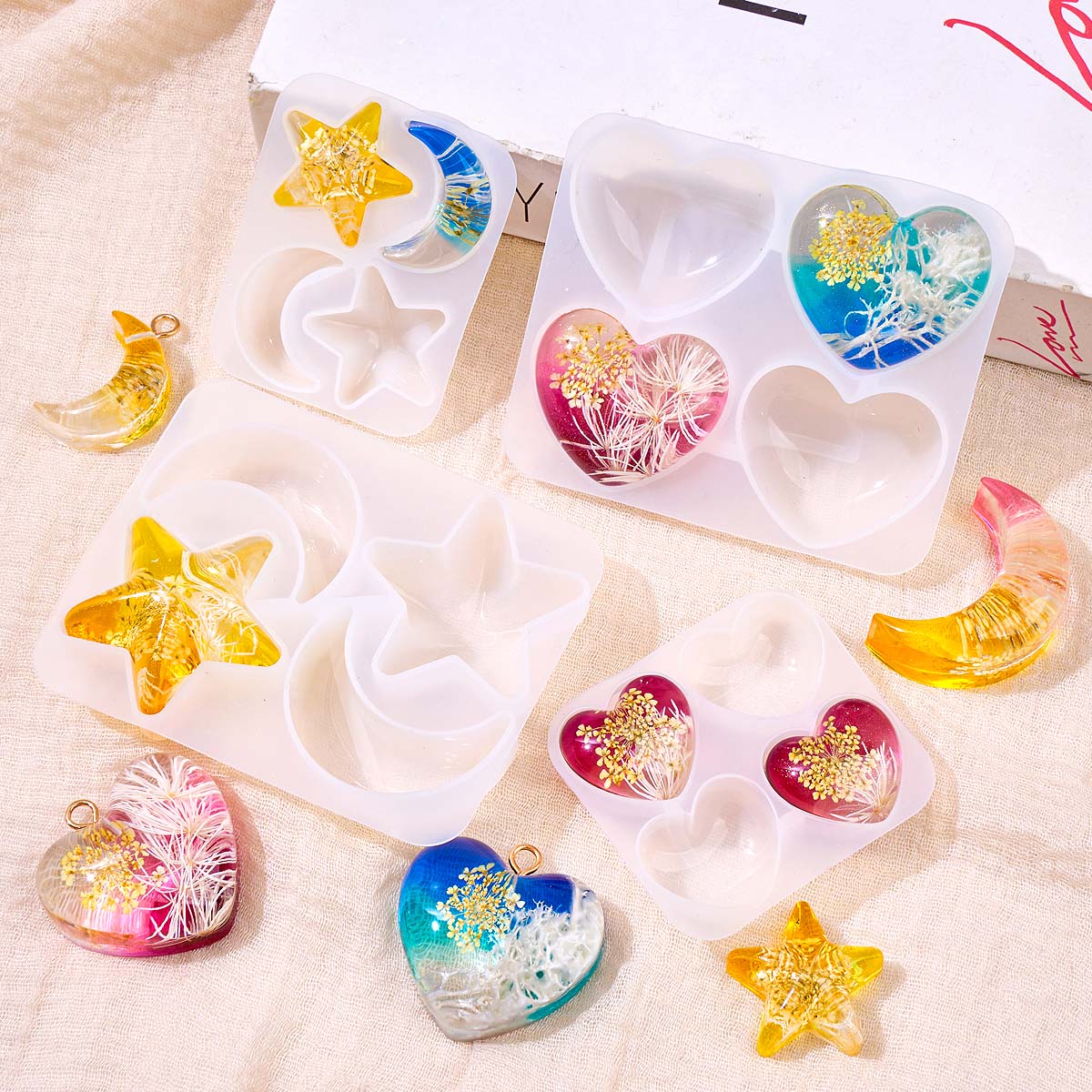 하트 스타 문 펜던트 실리콘 몰드 DIY 에폭시 레진  - Resin Art Acrylic 리뷰 및 가격