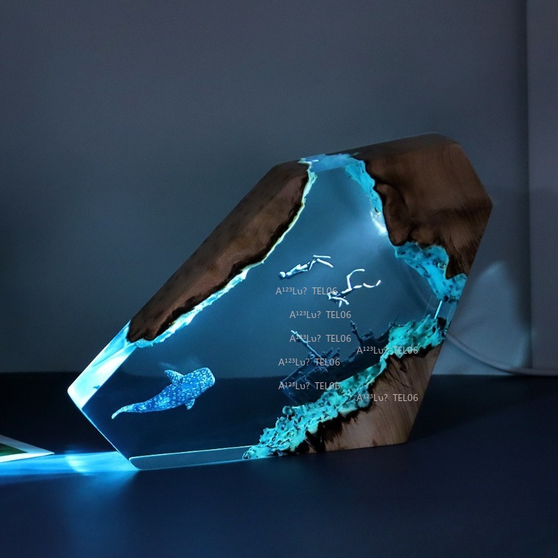 나무 수지 야간 조명 바다 예술 데스크 장식 상어 고래 - Resin Art And Wood 리뷰 및 가격