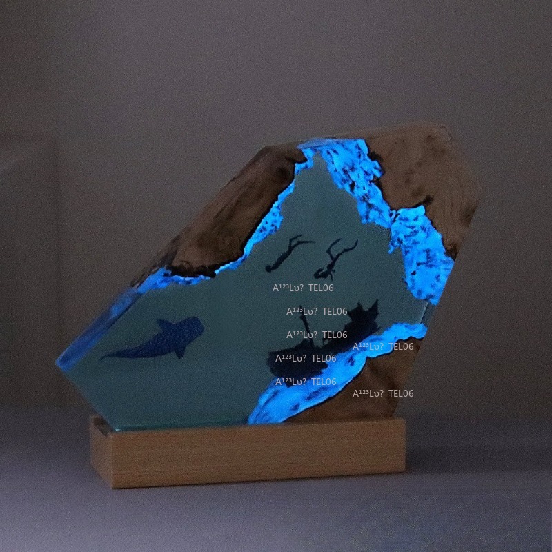 나무 수지 야간 조명 바다 예술 데스크 장식 상어 고래 - Resin Art And Wood 리뷰 및 가격