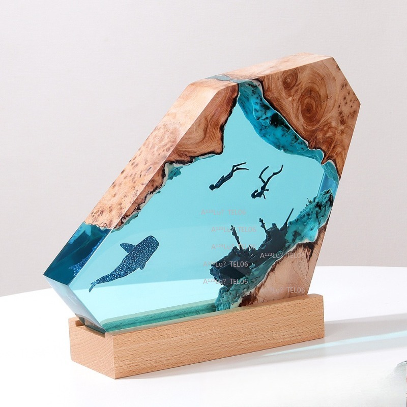 나무 수지 야간 조명 바다 예술 데스크 장식 상어 고래 - Resin Art And Wood 리뷰 및 가격
