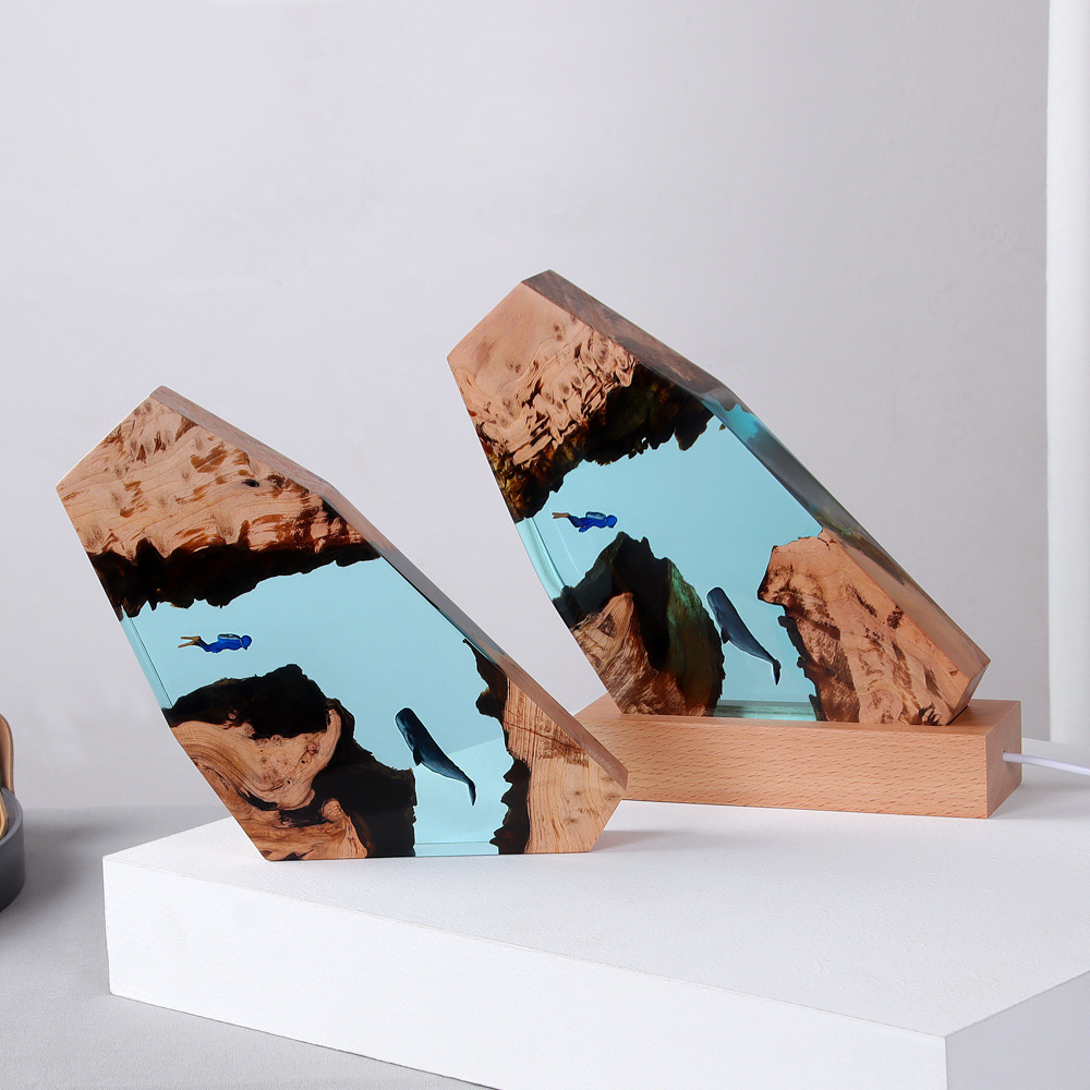 새로운 수중 동굴 고래 다이버 홈 데스크 장식품 원목  - Resin Art And Wood 리뷰 및 가격