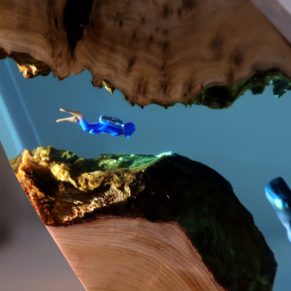 새로운 수중 동굴 고래 다이버 홈 데스크 장식품 원목  - Resin Art And Wood 리뷰 및 가격