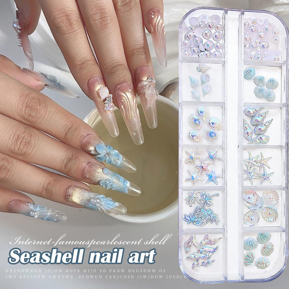 12칸/박스 3D 불가사리와 조개 네일아트 장식, 여름 - Resin Art Beach Theme 리뷰 및 가격