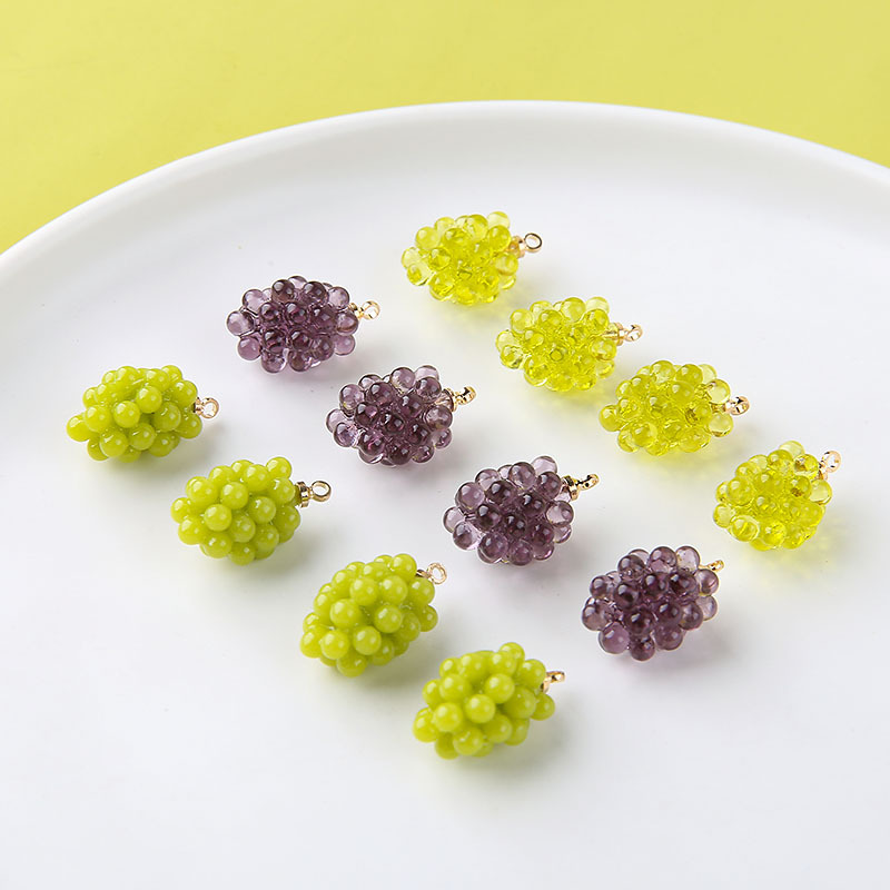 6개의 귀여운 작은 포도 모양 레진 참, 입체 과일 펜 - Resin Art Jewellery Kit 리뷰 및 가격