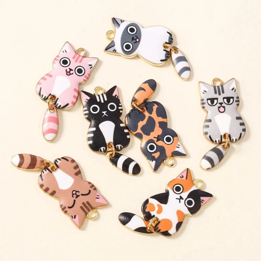 10Pcs 16×39mm 귀여운 만화 고양이 수지 참  - Resin Art Jewellery Kit 리뷰 및 가격