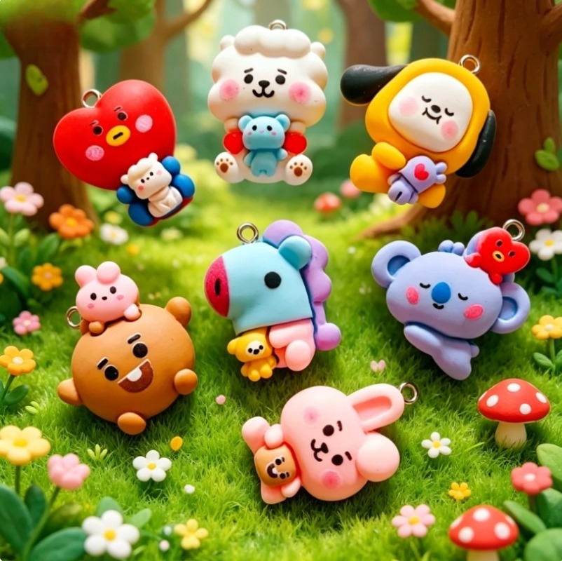 7pcs BT21 수지 만화 참 DIY 액세서리 공예  - Resin Art Jewellery Kit 리뷰 및 가격