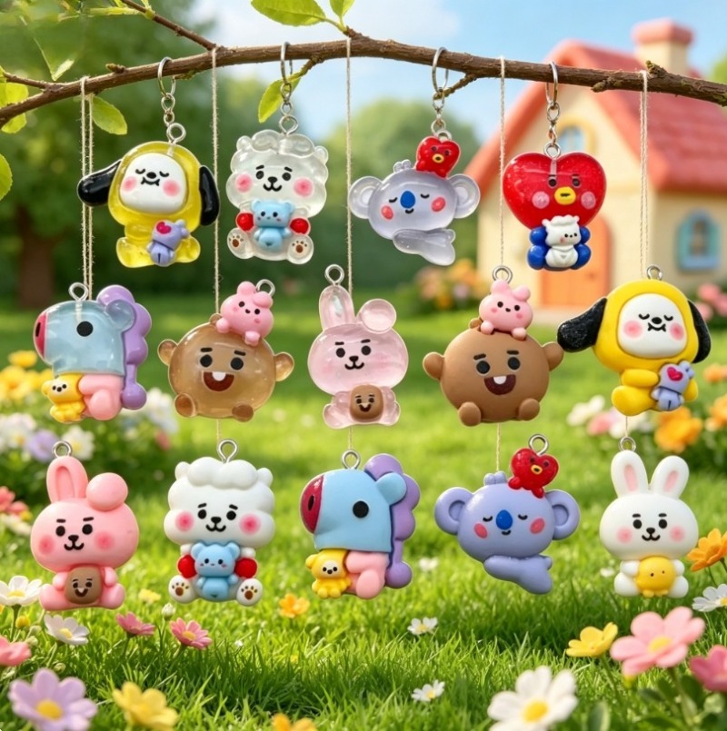 7pcs BT21 수지 만화 참 DIY 액세서리 공예  - Resin Art Jewellery Kit 리뷰 및 가격